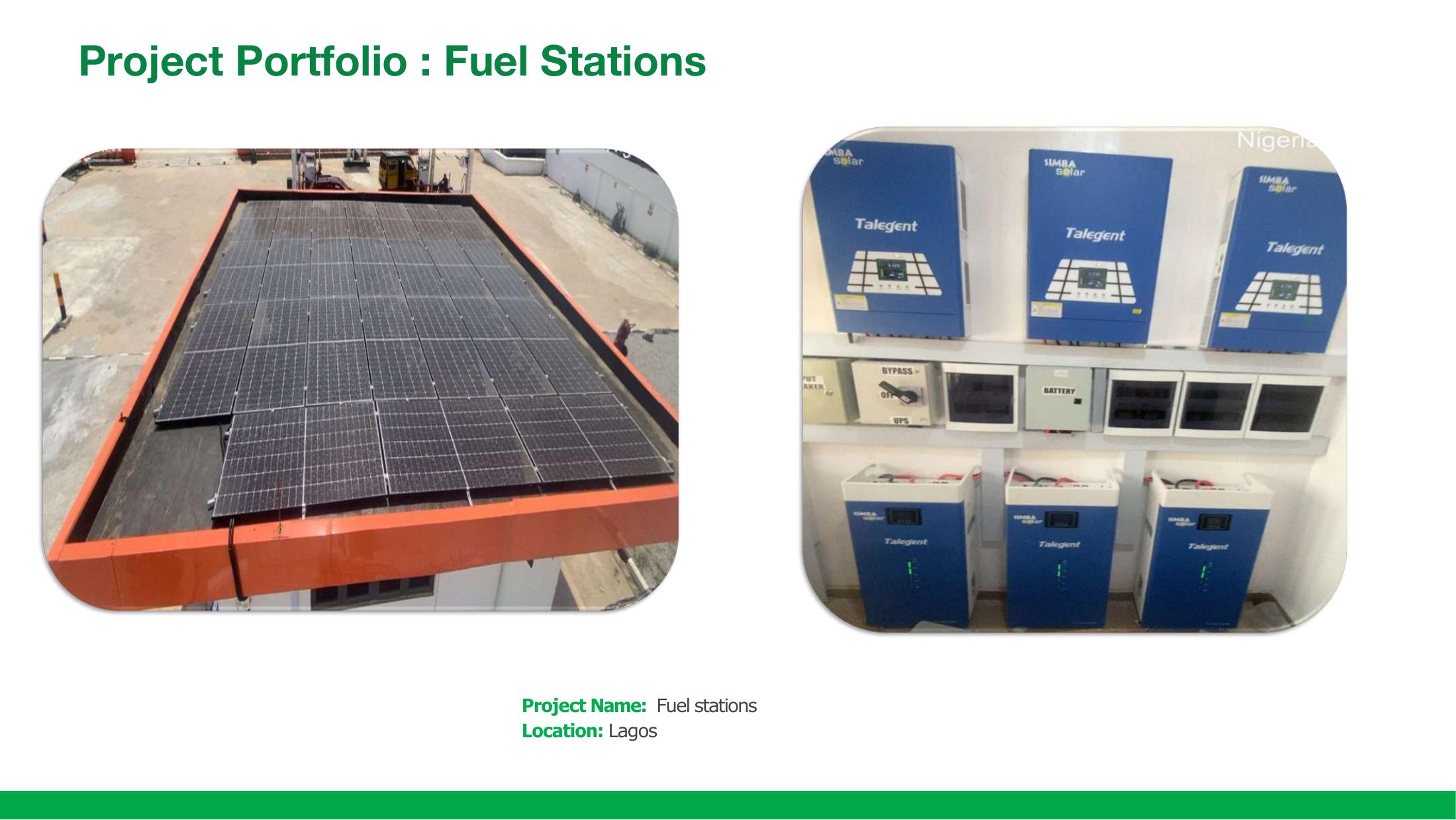 Solar installation at a fuel station